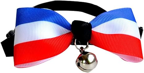 Nicedeal 8 5 4 Cm Nœud Papillon Avec Petite Cloche Pour Chien Animal Domestique Doux Et Confortable Bleu Blanc Rouge Collier Reglable 1 Pcs Chat Fournitures Amazon Fr Animalerie