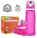 Jerrybox Collapsible Water Bottle - 26 oz with BPA Free Silicone Leak Proof Foldable Sports Bottle for Sports Outdoor Travel Camping Picnic