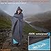 Indalo Premium Compact Blanket For Beach, Picnics, Camping, Hiking & More. 79x56 Inch, Lightweight & Waterproof With Stakes & Emergency Rain Hood (Blue/Gray)