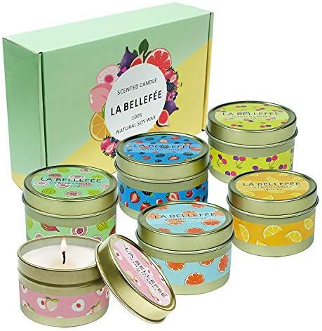 La Bellefee アロマキャンドル キャンドル プレゼント ろうそく カップキャンドル 6個セット 果物の香り フルーツキャンドル 蓋付き 植物 ワックス 100 大豆ワックス ローソク キャンドルスタンド 果物の香り６種類 おしゃれ 結婚式 誕生日 ロマンチック 部屋飾り 防災グッズ