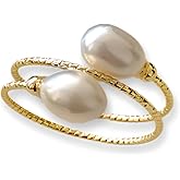 Handcrafted Natural Freshwater Baroque Pearl Ring,Winding Design,Opening Adjustable,14k Gold Plated Material,Helix