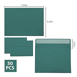 50 Packs Dark Green A7 Envelopes,5x7 Envelopes,5x7