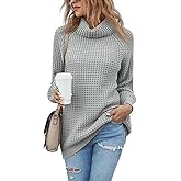 Women's Turtleneck Sweaters Oversized Lightweight Long Sleeve Pullover Loose Chunky Knit Jumper Tops