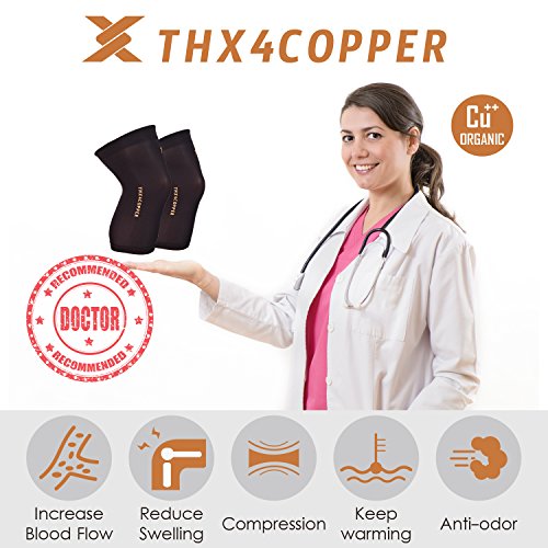 Thx4 Copper Knee Brace(1 Pair) - #1 Copper Fit Support –Guaranteed Recovery Knee Compression Sleeve-Idea for Workouts, Sports, Running, Jogging, Arthritis, Joint Pain Relief-Medium - Thumbnail 6