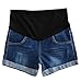 Qin.Orianna Summer Pregnant Women Adjustable Elastic Care Belly Maternity Denim Shorts (Asian L, Dark Blue)