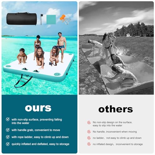 Bsteciar Floating Inflatable Platform, Swimming Pool Buoy for 3-5 People, Inflatable Pool Mattress Floating Island Dock for Lake, Sea, Pool and Ocean
