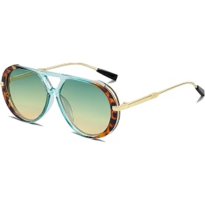 AENMTU Oversized Aviator Sunglasses for Women Men 70s Retro Pilot Shades Vintage Chunky Large