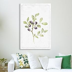 Canvas Wall Art - Hand Drawn Blueberry Tree Minimal Fruit Series Artwork - Giclee Print Gallery Wrap Modern Home Art Ready to Hang - 12x18 inches