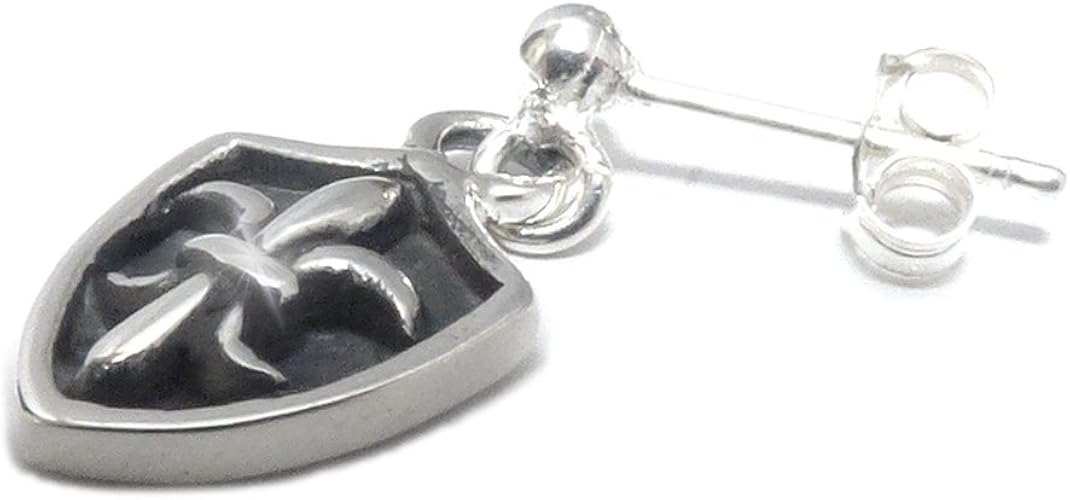 Amazon Vaseera 単品販売 14mm ユリ紋章 エスカッシャン 盾型 シルバー925 スタッドピアス ピアス 通販