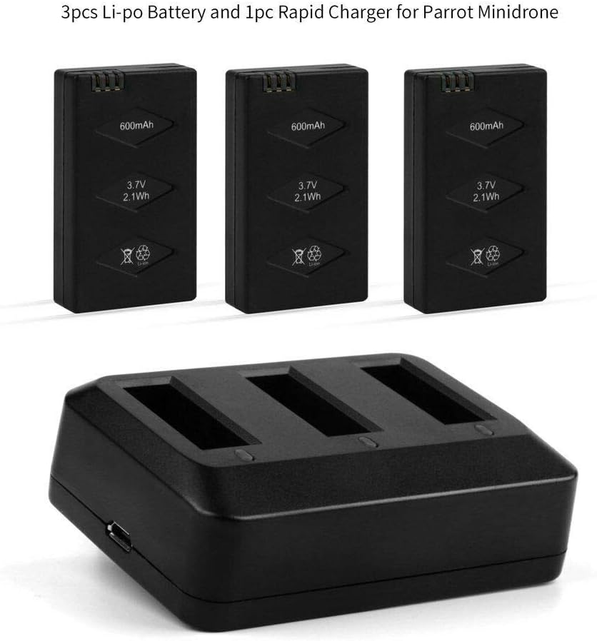 Parrot MiniDrones Replacement Battery - 600mAh 3.7V LiPo With Charger For Jumping Sumo & Rolling Spider