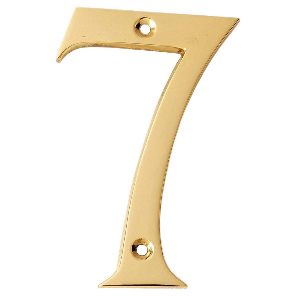Motif 4-Inch Solid Brass Lacquered Polished Mailbox Numbers modern house numbers for outside House Numbers Address Sign For Door, Outdoor Decor, Home Address Numbers (Number 7)