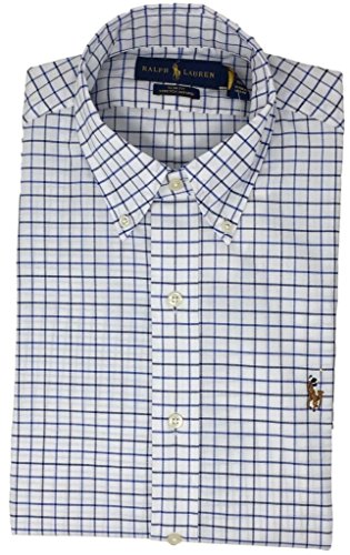 Polo Ralph Lauren Mens Stretch Oxford Slim Fit Sport Shirt, Multi WhiteBlue, S