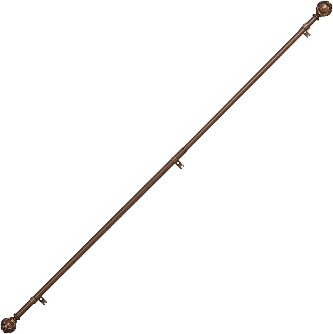 YunNephele 1 inch Bronze Curtain Rod with Netted Texture Ball Finials, Decorative Single Drapery Rod, Farmhouse Style Curtain Rod for Windows,36-72 inch: Home & Kitchen