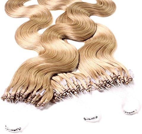 25 x 0.5g Microring Loop Extensions, - 20", colour #27 medium golden blond, wavy