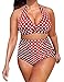 Baifern Women's 2 Pieces Halter Deep V Bodycon Bikini Sets Plus Size
