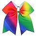 Myamy 7.5 in Large Rainbow Cheer Hair Bows Cheerleading Elastic Pony Tail For Teens Girls Kids 12pcs