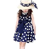Amoin Girls Sleeveless Polka Dot Chiffon Sundress Dress for Kids