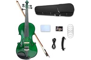 Conboxus Electric/Acoustic Violin 4/4 Full Size 5 string Solid Maple Spruce with Ebony Accessories-Perfect for Stage with Cas