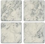 CoasterStone Absorbent Coasters (Set of 4), White Marble, 4-1/4