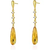 VONSSY Austrian Crystal Teardrop Drop Dangle Earrings Gold Plated Silver Post Zircon Gemstone Jewelry Gift for Woman Girlfriend Mom Wife