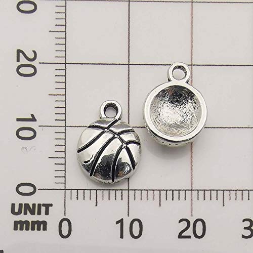 Youdiyla 75 Basketball Charms Collection, Bulk I Love Basketball Basketball Hoop Ball Frame Fitness Sport Charms Metal Pendant Craft Supplies Findings for Necklace and Bracelet Jewelry Making HM324