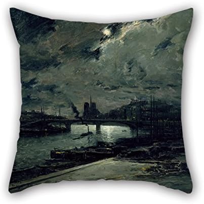The Oil Painting Frank Boggs - Quai A La Seinie, Paris, Au Clair De Lune Pillowcase Of 18 X 18 Inches / 45 By 45 Cm Decoration Gift For Kids Couch Teens Outdoor Play Room Dance Room (twin Sides)