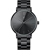 GOLDEN HOUR Men's Watches Slim Minimalist Runway Plated Stainless Steel Quartz Analog Watch