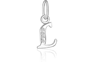 BoRuo 925 Sterling Silver Cubic Zirconia A-Z Initial Letters Alphabet Dangling charms Pendant