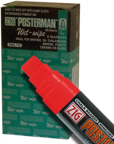 Zig Posterman Wet-Wipe 15mm Red Paint Markers - Box of 6