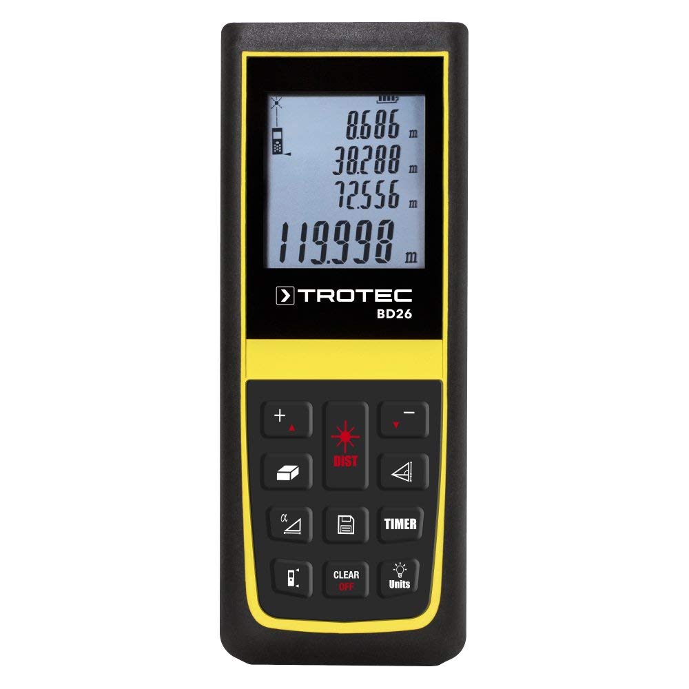 TROTEC BD26 Distance Meter / measurment of distance, surface and volume (max range 120 meters) dust and splash water protected