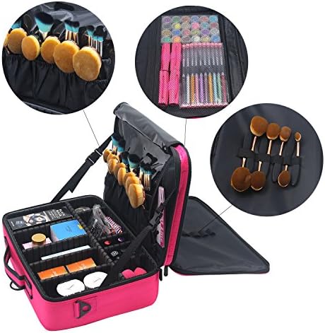 MLMSY Large Capacity Makeup Case Cosmetic Organizer Brush Bag Makeup Train Case Makeup Artist Box for Hair Curler Hair Straightener Brush Set and Cosmetics
