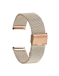 trumirr 18 mm Watchband Malla Milanese acero inoxidable Band pulsera correa para Huawei reloj universal, con herramienta y primavera Bar, Rose gold