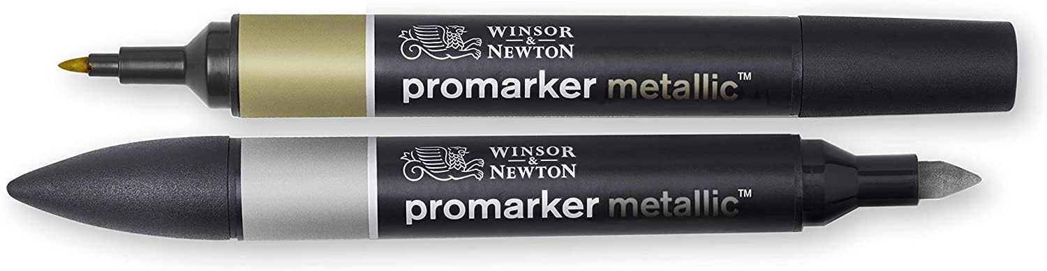 Winsor & Newton 290150 ProMarker, Metallic Gold and Silver, Set of 2