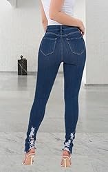 ZERMOM Women's Ripped Skinny Jeans Stretch Mid Rise