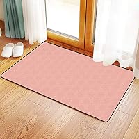 Non-Slip Mat Microfiber Bathroom Rug Shower Mat, Peach,Soft Colored Background with Crowns and Floral Abstract, Ultra Soft and Water Absorbent Bath Rug,Machine Wash/Dry 16x 24 inches