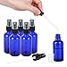 Fiery Youth Cobalt Blue Glass Spray Bottles, 6 Bottle Set, 2 oz (50ml), for Various Dilutions of Liquid, with Plastic Black Fine Mist Sprayers, Dust Caps and Glass Dropper