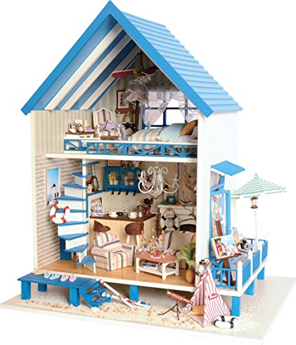 Cuteroom DIY Holz Puppenhaus Handmade Miniatur Kit - Beach Storey Villa Modell & Möbel/Spieluhr