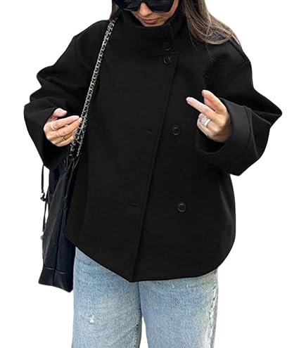 Amazon.com: chouyatou Women's Fall Winter Wool Trench Coat Stand