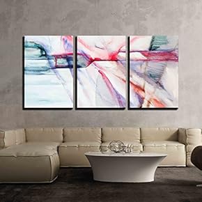 3 Piece Canvas Wall Art - Abstract Picture Painted by Paints - Modern Home Art Stretched and Framed Ready to Hang - 16"x24"x3 Panels