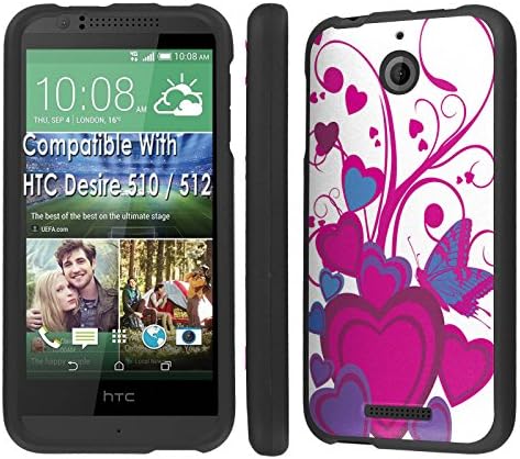 Htc Desire 510 / 512 Case, [NakedShield] [Black] Total Armor Protection Case - [Hot Pink Hearts] for Htc Desire 510 / 512