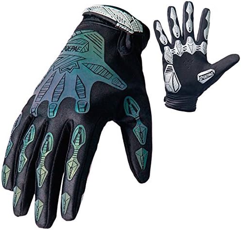 Mekarsoo Skeleton Pattern Outdoor MTB Bicycling Gloves Ultra-breathable Full Finger Gloves Anti-slip Warm Gloves with Reflective Strips (Grey, L)