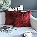 Kevin Textile Pack of 2, Christmas Decor Home Deluxe Soft Plush Merino Style Red Faux Fur Fuzzy Throw Pillow Cover Cushion Case for Bedroom Sofa Chair,18x18 Inch, Wine Red