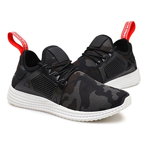 Tenworld Men's Fashion Sneakers Breathable Athletic Casual Sports Running Shoes (8, Black) - Thumbnail 4