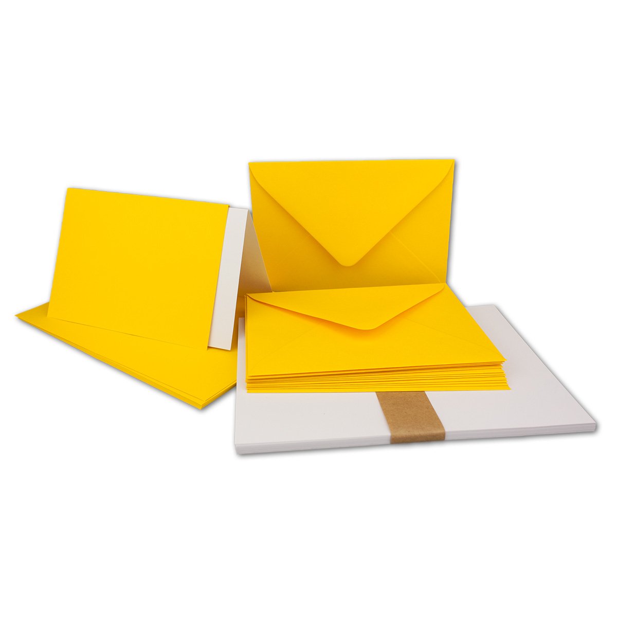FarbenFroh by GUSTAV NEUSER 10x folding cards SET DIN A6/C6 with envelopes in honey yellow - including insert - 14.8 x 10.5 cm - Premium quality - FarbenFroh