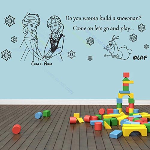Elsa, Anna & Olaf Frozen, Girls bedroom wall art sticker decal