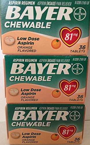 Bayer chewable low dose aspirin, 81 mg tablets, orange 36 ea (pac…