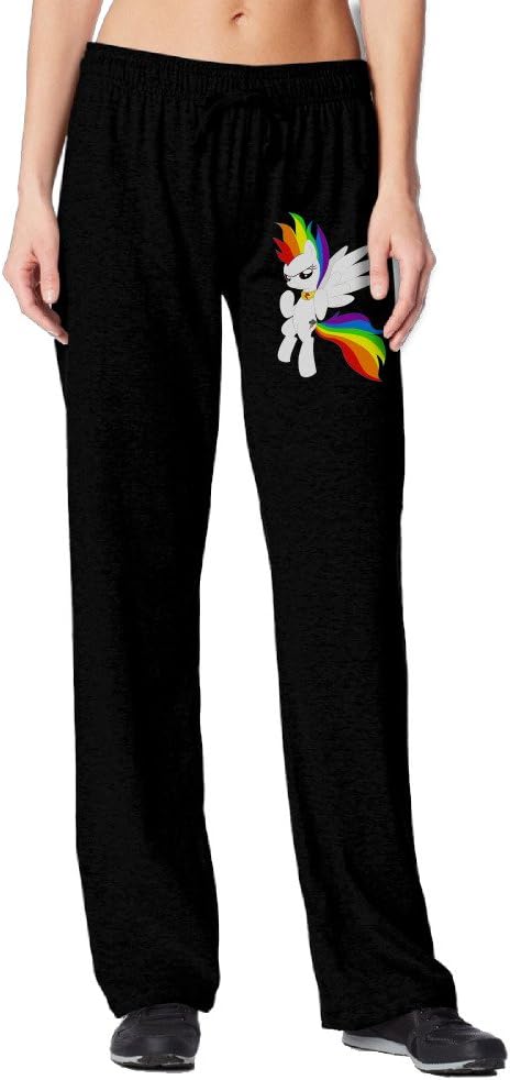 BakeOnion Women's Super Rainbow Dash Running Sweatpants Black