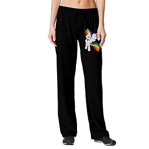 BakeOnion Women's Super Rainbow Dash Running Sweatpants Black