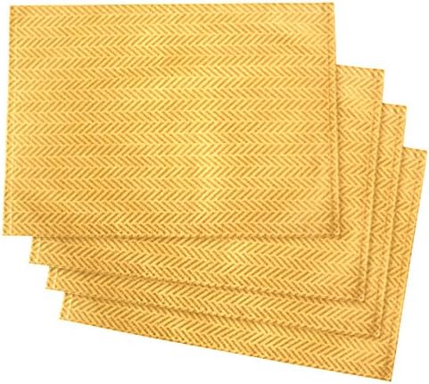 Cleib herringbone pattern and water-repellent mats 4 piece sets about 32x45cm yellow FS006