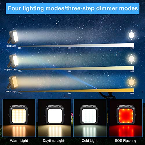 Tragbarer LED Arbeitsscheinwerfer, FUJIWAY Wiederaufladbares Outdoor Flutlicht Campinglampe mit Batterie, 5 Modi… – Bild 3
